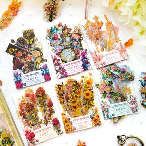 MAFELOE PET Aesthetic Deco Scrapbook Stickers Journaling Supplies for Junk Bullet Daily Planner, 6 Packs, 10 Pieces Each- Magic Party Series (TP-MFCHH-03)