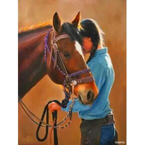 5D Round Diamond Painting Kits Western Woman Cowgirl Riding Horse Full Drill Beads Diamond Art Embroidery Cross Stitch DIY Diamond Painting by Number Kits 12x16 inch