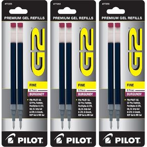 عبوات Pilot G2 Gel Ink Pen ، Pine Point ، 0.7 مم ، حبر بورغوندي ، 6 عبوات