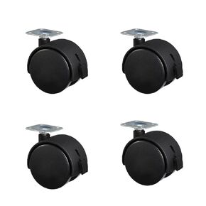 Furniture casters Nylon Twin Wheel Swivel Caster 1-7/8" Threaded Stem Plant Pot Caddy Wheel Replacement Brake Wheel Black, 4 Packs