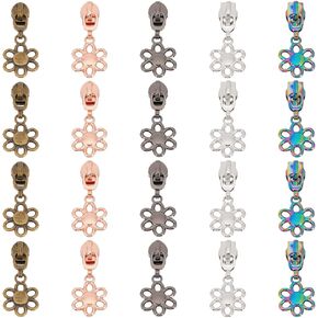 PLIGREAT 20 Pcs Flower Shape Metal Zipper Sliders, 5 Rainbow Metal Zipper Pulls Replacement Colorful Zipper Pull Heads Sliders for Jacket Luggage Bag Tailor Shop Accessories Fashion Metal Slider