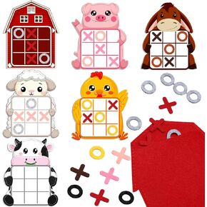 Blosssound 12 Pack Farm Party Party Favors TiC Tac Tac Toe Game Game Game Game Game ذات طابع الحفلات