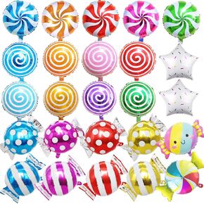 Candy Balloons Candyland Party Decorations - 25pieces Candy Foil Balloons for Kids Sweet Candy Birthday Party Decorations Candyland Baby Shower Supplies