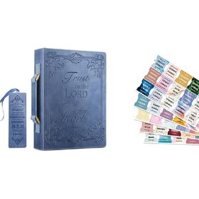 غلاف الكتاب المقدس الكلاسيكي FINPAC Classic Leated Leather Blue & Bible INDEX 75 TABS