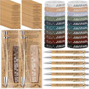 20 Sets Easter Christian Jesus Gifts 20 Church Bamboo Pens 20 Religious Silicone Bracelets and 20 Bookmarks He Came Died Arose Ascended Coming Back Party Favors for Men Women Bible Study Group