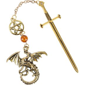 Fourth Wing Sward Bookmark - Fantasy Cool Dragon Page Mark Reading Men Boys Kids Unique Tassel Metal Antique Green Bookmarks for Book Club Students Teachers School Supplies Birthday Gifts in Kuwait