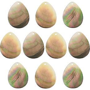 cheriswelry 10pcs سحر قذيفة طبيعية دمعة سوداء شفة سوداء الصدف المعلق