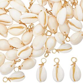 Beebeecraft 1 Box 100Pcs Natural Cowrie Shell Charms Beach Seashells Charms for Summer Them Jewellery Making DIY Crafts
