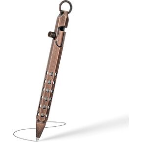 مجموعة القلم Action-Joy-Joy 1 Pack Bolt ، Six Edge Solid Brass EDC Pocket Pens مع 10 نقاط عبوات (نحاس طبيعي)
