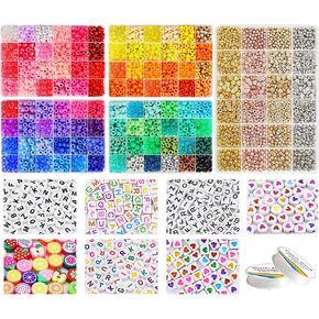 Redtwo 96 Colors Pony Beads with 2300 Gold Spacer Beads Set for Jewelry Making
