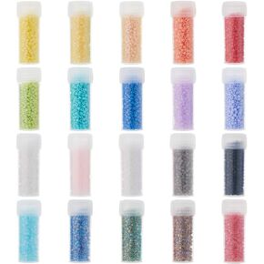 Dicosmetic حوالي 8800pcs حبات بذور الزجاج الأسطوانة 20 ألوان حبات بذرة كبيرة مستديرة حبات بذرة الفواصل الفضفاضة الصغيرة حبات زجاجية ملونة لقلادة سوار القرط المجوهرات صنع المجوهرات