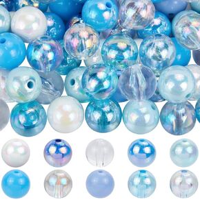SUNNYCLUE 1 Box 60Pcs 10 Colors Colorful Bubblegum Beads Acrylic Beads 16mm Bulk Pink Blue Purple Green Large Plastic Round Valentine's Day Bead for Jewelry Making DIY Necklace Bracelet Beadable Pens