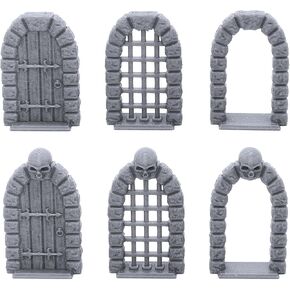 EnderToys Retro Dungeon Doors, 3D Printed Tabletop RPG Scenery & Wargame Terrain for 28mm Miniatures