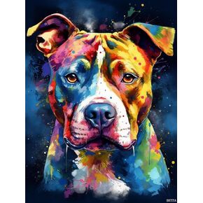 Brtita Diamond Art Painting مجموعات للبالغين ، American Terrier American Staffordshire Terrier Dog 5D DIY Comple