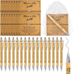 72 Pcs Music Themed Gifts Bulk Include 24 Music Ballpoint Pens 24 Music Note Bracelets with Greeting Cards 24 Organza Bags for Music Lovers Bracelets Graduation Teacher Friends Musical Party Favors