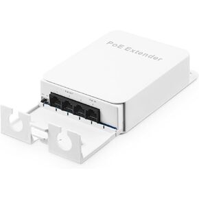 Gigabit PoE Passthrough Switch, 1 PoE in 3 PoE Out Extender, IEEE802.3af/at PoE Powered, 10/100/1000Mbps Ethernet, din-Rail & Wall Mount
