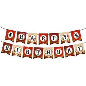 رعاة البقر الغربي عيد ميلاد سعيد لافتة رعاة البقر موضوع عيد ميلاد حفلة ديكور الأولاد وايلد ويست الحزب اللوازم