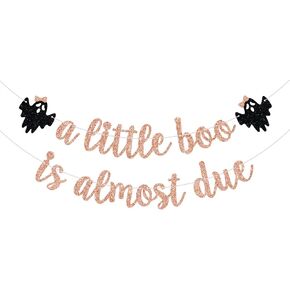 A Little Boo is Almost Due Banner, Little Boo Baby Shower Decorations Boy, Halloween Theme Baby Shower Birthday Party Decorations, Blue Glitter