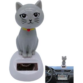 Cute Powered Dancing Cat Doll Figure - Solar Ornaments, Cat Figurine Statue Swinging Car Dashboard Decoration Ornaments Dancing Ornaments for Office Home Desk Decor,Learning and Education