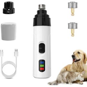 Heusom Silent Groom Pro Nail Grinder ، Heusom Dog Divermer ، و USB القابل لإعادة الشحن شحن مطاحن الأظافر للحيوانات الأليفة ، 2 رؤوس طحن ، الكلب الكهربائي Clippers Clippers Pet Paws Grooming أداة تنعيم