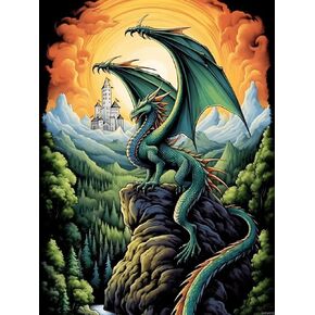 Eatukyic Green Dragon Art Art Painting kits للبالغين اللوحة Dragon Dragon Diamond ، Fine Clish Crystal Rhinestone Kits Gem Paint Home Wall Decor