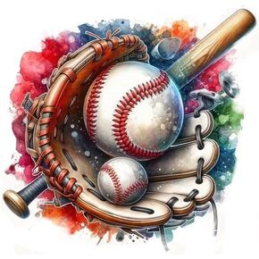 5D DIY Diamond Art Painting Sport Baseball 16 × 16 بوصة للبالغين ، وتطريز الحفر الكامل للحفر.