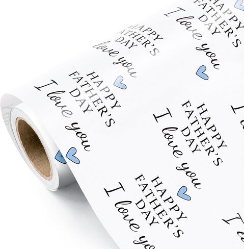 WRAPAHOLIC Father's Day Wrapping Paper - Mini Roll - 17 Inch x 16.5 Feet - Happy Father's Day I Love You Design Perfect for Party, Celebration in Kuwait