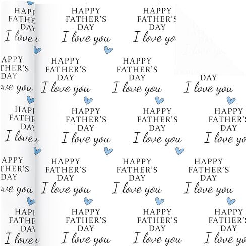 WRAPAHOLIC Father's Day Wrapping Paper - Mini Roll - 17 Inch x 16.5 Feet - Happy Father's Day I Love You Design Perfect for Party, Celebration in Kuwait
