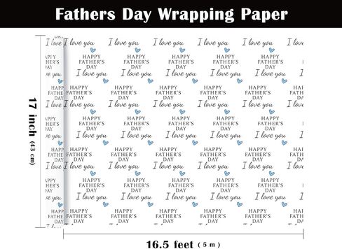 WRAPAHOLIC Father's Day Wrapping Paper - Mini Roll - 17 Inch x 16.5 Feet - Happy Father's Day I Love You Design Perfect for Party, Celebration in Kuwait