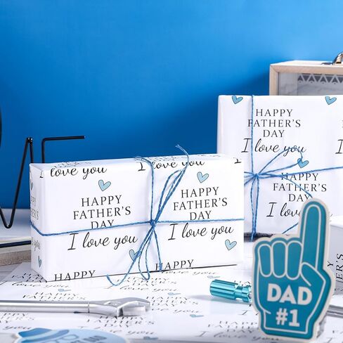 WRAPAHOLIC Father's Day Wrapping Paper - Mini Roll - 17 Inch x 16.5 Feet - Happy Father's Day I Love You Design Perfect for Party, Celebration in Kuwait