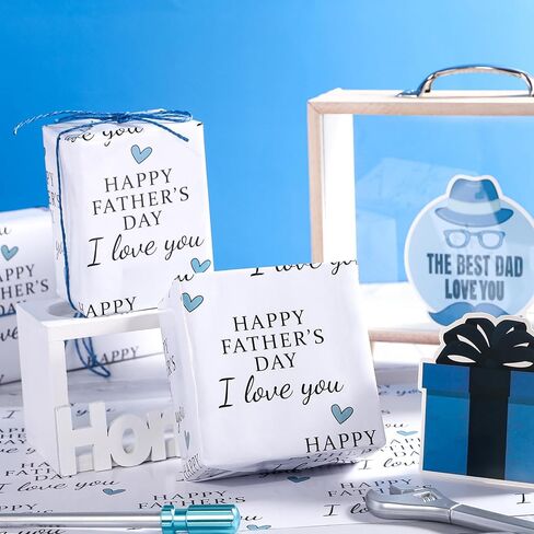 WRAPAHOLIC Father's Day Wrapping Paper - Mini Roll - 17 Inch x 16.5 Feet - Happy Father's Day I Love You Design Perfect for Party, Celebration in Kuwait