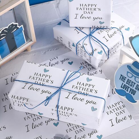 WRAPAHOLIC Father's Day Wrapping Paper - Mini Roll - 17 Inch x 16.5 Feet - Happy Father's Day I Love You Design Perfect for Party, Celebration in Kuwait