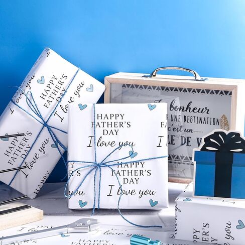 WRAPAHOLIC Father's Day Wrapping Paper - Mini Roll - 17 Inch x 16.5 Feet - Happy Father's Day I Love You Design Perfect for Party, Celebration in Kuwait
