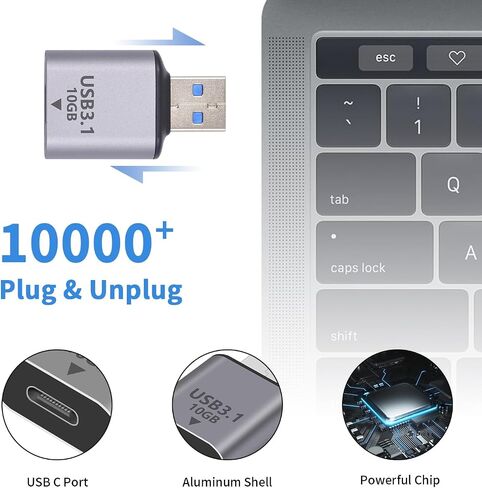 Duttek USB C Female to USB Female Adapter 3.1 Gen2, USB C Female to USB A Female Adapter, USB 3.1 A to USB Type C Adapter Double-Sided 10 Gbps Support Data Sync and Charging for Laptop, PC etc 1Pack in Kuwait