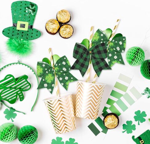 2 Rolls Saint Patricks Day Fabric Dibbons St Patricks Shamrocks brlap chinen blun ripons glitter clovers edge regbons for saint patricks day decoration party parts supplies supplies 5 kards in Saudi Arabia
