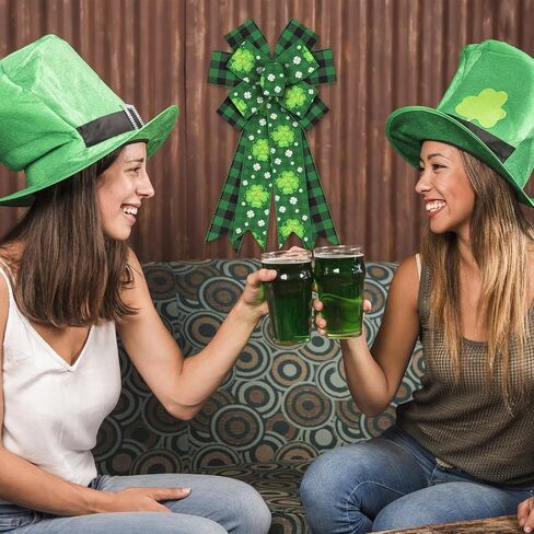 2 Rolls Saint Patricks Day Fabric Dibbons St Patricks Shamrocks brlap chinen blun ripons glitter clovers edge regbons for saint patricks day decoration party parts supplies supplies 5 kards in Saudi Arabia