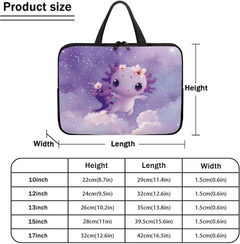 Galaxy Axolotl Laptop Sleeve Laptop Case with Handle for Teen Girls Protective Computer Bag Water Resistant 17 Inch Laptop Carrying Case Gift for Men Women for School Business in Saudi Arabia