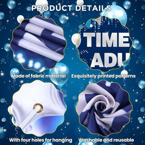 Blue Silver 18th Birthday Backdrop Party Decorations for Boys Girls Time To Adult Happy 18th Birthday Banner Large 18 Eighteen Years Old Birthday Photography Background Party Supplies, 73" X 43" in Saudi Arabia