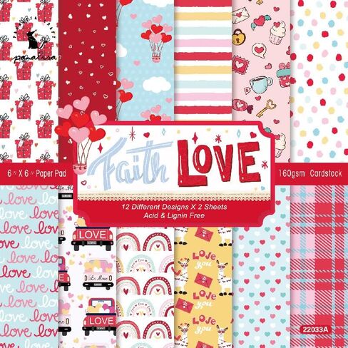 Happpy Valentine's Day Faith Love Theme Dot Scrapbook, DIY Album Scrapbook Paper, Greeting Card Making Background Paper Craft Supplies Painting Decoration Travel Diary Paper 6"x6" (Faith Love) in Saudi Arabia