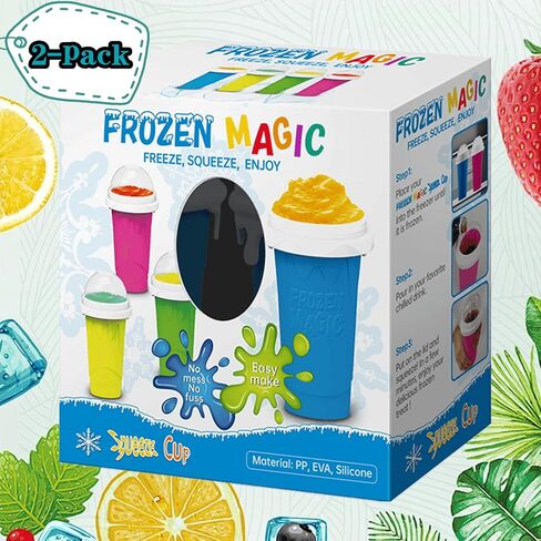 Slushie Maker Cup, Magic Quick Frozen Smoothies Cup Double Layer Squeeze Cup Homemade Milk Shake Ice Cream Maker Cooling Cup DIY for Family in Kuwait