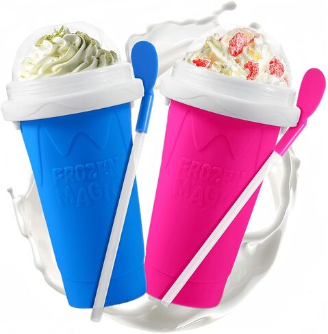Slushie Maker Cup, Magic Quick Frozen Smoothies Cup Double Layer Squeeze Cup Homemade Milk Shake Ice Cream Maker Cooling Cup DIY for Family in Kuwait