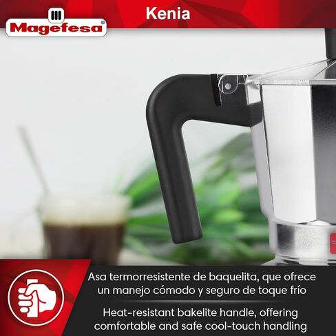 MAGEFESA KENIA - Stovetop Espresso Coffee Maker, 9 cups Size, make your own home italian coffee with this moka pot, made in extra thick aluminum, safe and easy to use, cafetera, café in Kuwait