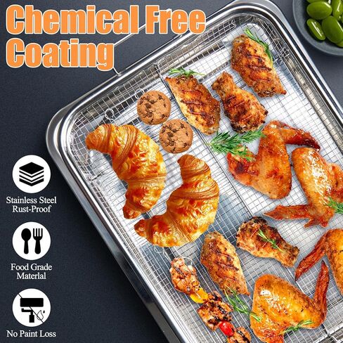 سلة مقلاة الهواء من Eyourlife للفرن، صينية وسلة من الفولاذ المقاوم للصدأ مقاس 12.8 × 9.6 بوصة مقاس 18/8، ورقة خبز على شكل رف لحم الخنزير المقدد للفرن، مقلاة بالهواء في الفرن الخاص بك لعيد الميلاد in Kuwait