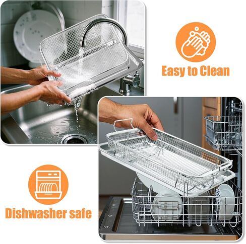 سلة مقلاة الهواء من Eyourlife للفرن، صينية وسلة من الفولاذ المقاوم للصدأ مقاس 12.8 × 9.6 بوصة مقاس 18/8، ورقة خبز على شكل رف لحم الخنزير المقدد للفرن، مقلاة بالهواء في الفرن الخاص بك لعيد الميلاد in Kuwait