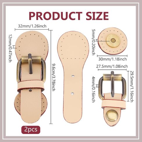 PH Pandahall Pu Leather Leather Toggles Flows ، أبازيم جلدية ثنائية البسيطة خياطة على أبازيم الأسطوانة الإغلاق المحفظة in Saudi Arabia