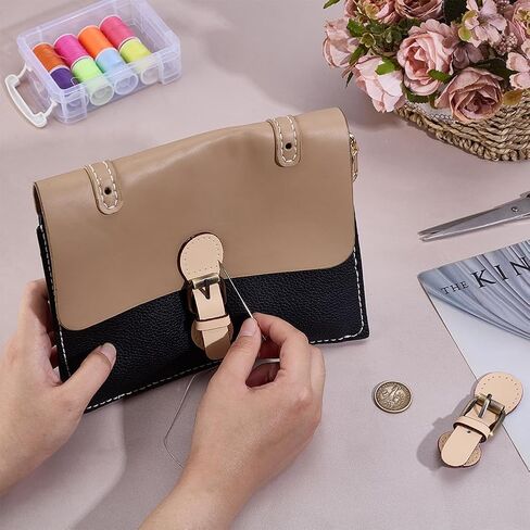 PH Pandahall Pu Leather Leather Toggles Flows ، أبازيم جلدية ثنائية البسيطة خياطة على أبازيم الأسطوانة الإغلاق المحفظة in Saudi Arabia