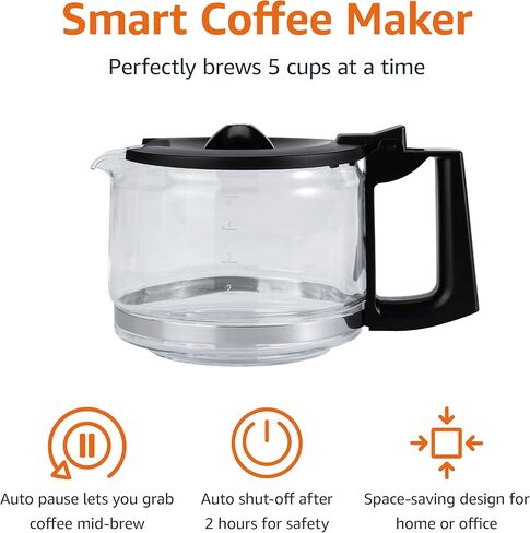 Amazon Basics 5-Cup Coffee Maker with Reusable Filter, Coffee Pot, Coffee Machine, Black and Stainless Steel in Saudi Arabia