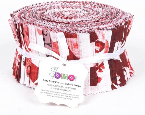 Soimoi Jelly Roll Fabrics لفضيح اللحف 40 Strip 2.5 بوصة حزم شرائح القطن ، ونسيج اللحف المثالي لمشروع الحرف ، لحاف Precut Fabirc ، شرائط قطنية حمراء للديكور ، بطانية- كتلة الطباعة in Kuwait