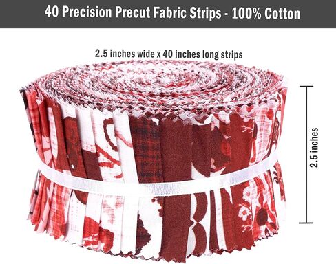 Soimoi Jelly Roll Fabrics لفضيح اللحف 40 Strip 2.5 بوصة حزم شرائح القطن ، ونسيج اللحف المثالي لمشروع الحرف ، لحاف Precut Fabirc ، شرائط قطنية حمراء للديكور ، بطانية- كتلة الطباعة in Kuwait