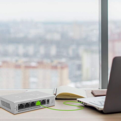 Zyxel 5 Port Gigabit Ethernet Unmanaged POE+ Switch | 4 x PoE+ @ 60W | Plug & Play | Sturdy Metal Housing | Desktop or Wall-Mount | Fanless | Lifetime Warranty | Ethernet Splitter | GS1005HP in Kuwait